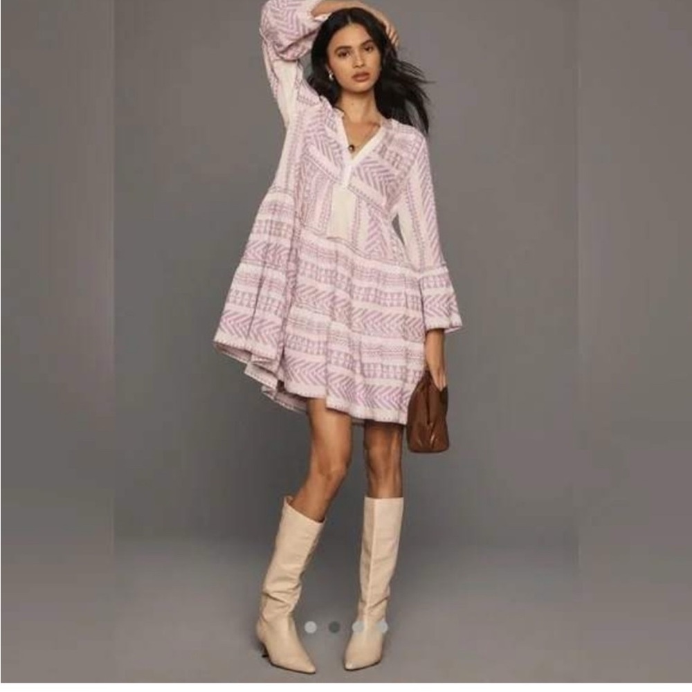 Devotion Twins Ella tunic dress size XS lilac embroidered boho resort chic